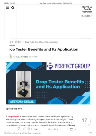 Drop tester | Perfectgroupindia