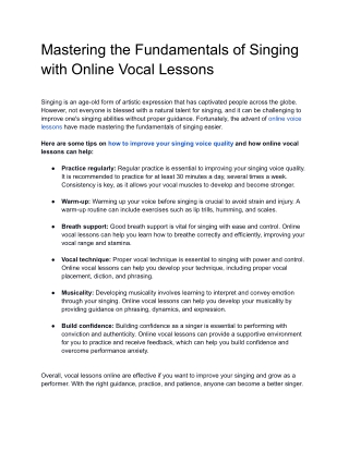 Mastering the Fundamentals of Singing with Online Vocal Lessons