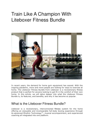 Train Like A Champion With Liteboxer Fitness Bundle