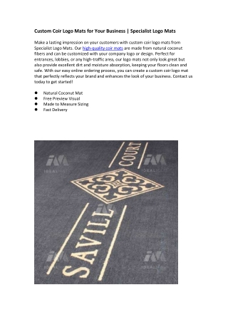 Custom Coir Logo Mats for Your Business