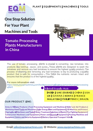 Tomato Processing Plants Manufacturers in China