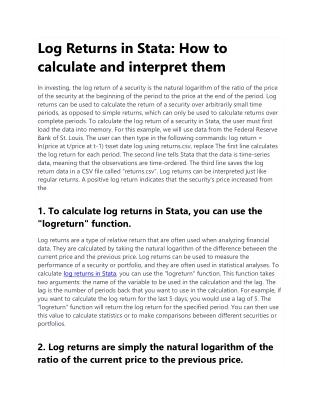 7. Log Returns in Stata