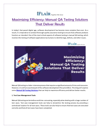 Maximizing Efficiency: Manual QA Testing Solutions That Deliver Results