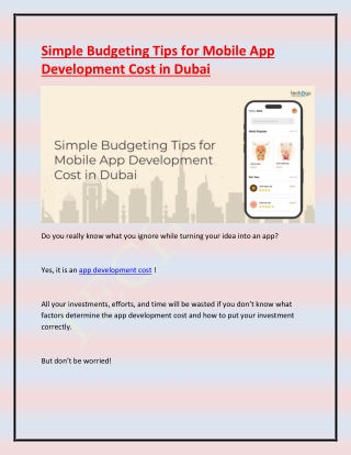 Simple Budgeting Tips for Mobile App Development Cost in Dubai