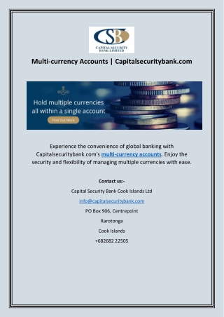 Multi-currency Accounts | Capitalsecuritybank.com