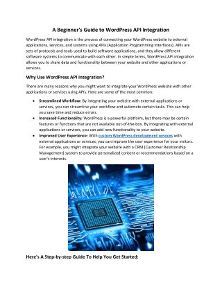 A Beginner's Guide to WordPress API Integration