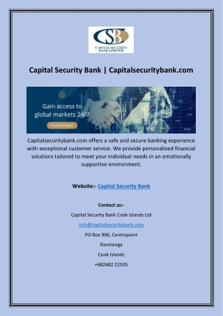 Capital Security Bank | Capitalsecuritybank.com