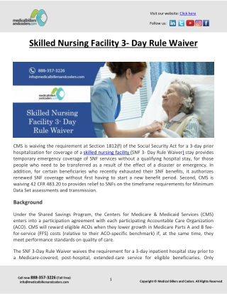 Skilled Nursing Facility 3- Day Rule Waiver