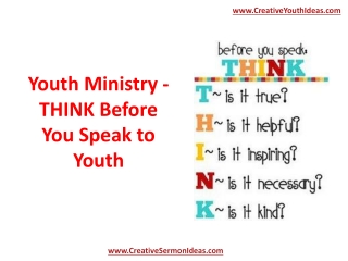 Youth Ministry - THINK Before You Speak to Youth