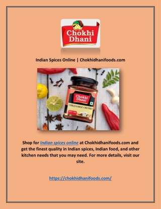 Indian Spices Online | Chokhidhanifoods.com