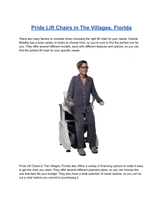 Pride Lift Chairs in The Villages, Florida