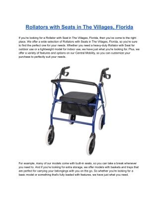 Rollators with Seats in The Villages, Florida