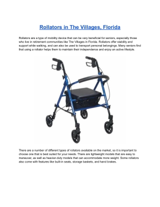 Rollators in The Villages, Florida