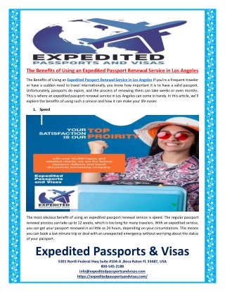 The Benefits of Using an Expedited Passport Renewal Service in Los Angeles