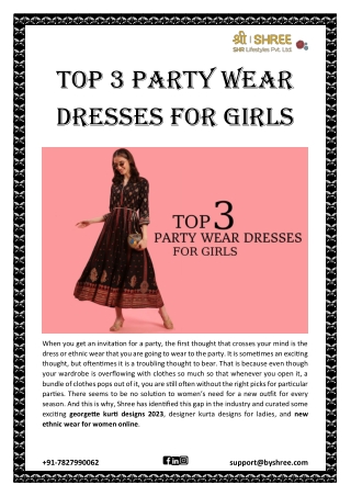Top 3 Party Wear Dresses for Girls