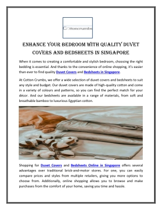 Enhance your Bedroom with Quality Duvet Covers and Bedsheets in Singapore