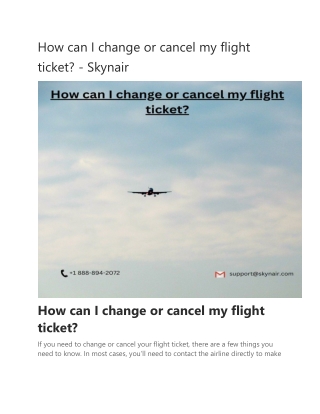 How can I change or cancel my flight ticket?