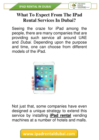 What To Expect From The IPad Rental Services In Dubai?