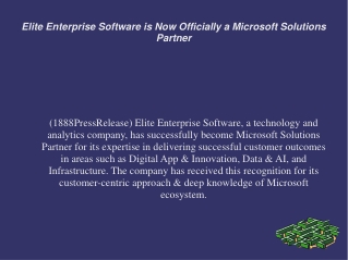 Elite Enterprise Software is Now Officially a Microsoft Solutions Partner