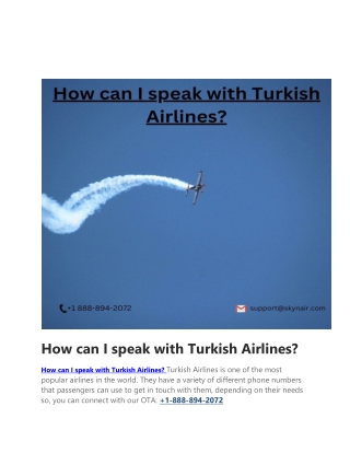 How can I speak with Turkish Airlines?