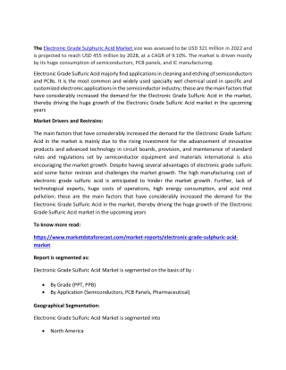 Electronic Grade Sulfuric Acid Market