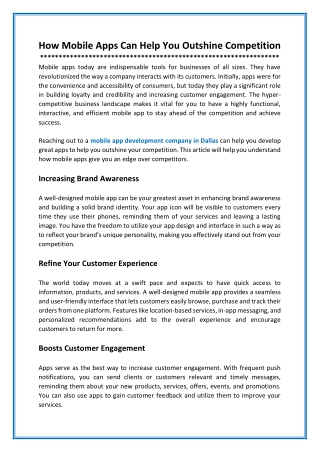 How Mobile Apps Can Help You Outshine Competition