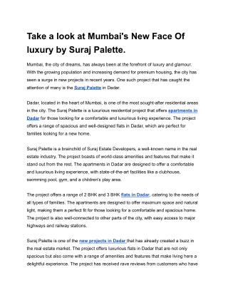 Take a look at Mumbai's New Face Of luxury by Suraj Palette.