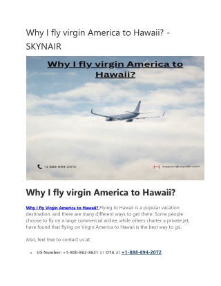 Why I fly virgin America to Hawaii