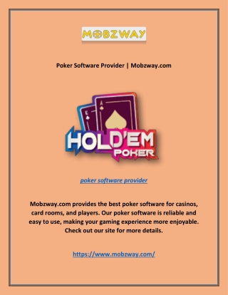 Poker Software Provider | Mobzway.com