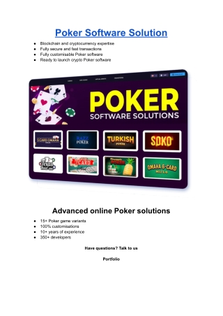 Poker Software Solution