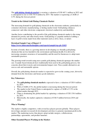 Gold Plating Chemicals Market Size and Share: Industry Analysis and Growth