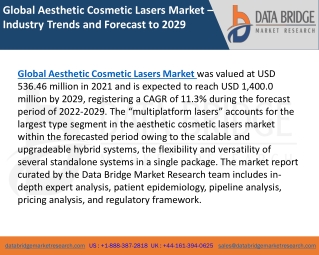 Global Aesthetic Cosmetic Lasers Market – Industry Trends and Forecast to 2029
