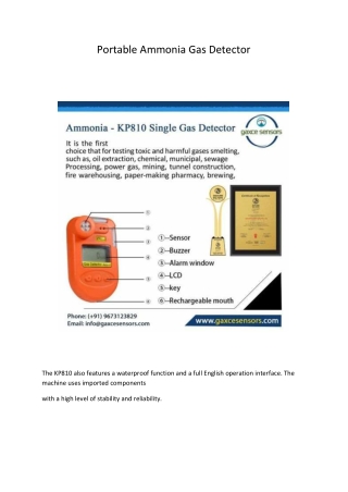Portable Ammonia Gas Detector