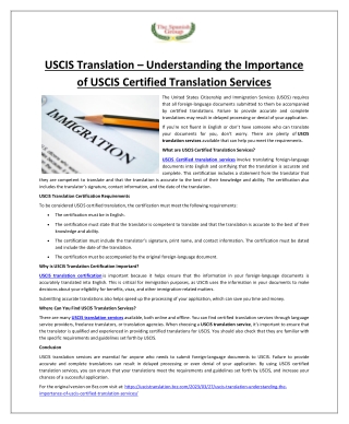 USCIS Translation - Understanding the Importance of USCIS Certified Translation