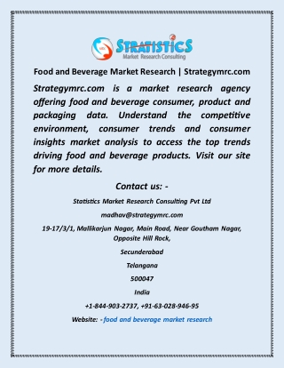 Food and Beverage Market Research Strategymrc com