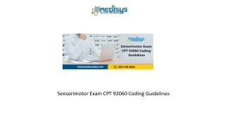 Sensorimotor Exam CPT 92060 Coding Guidelines