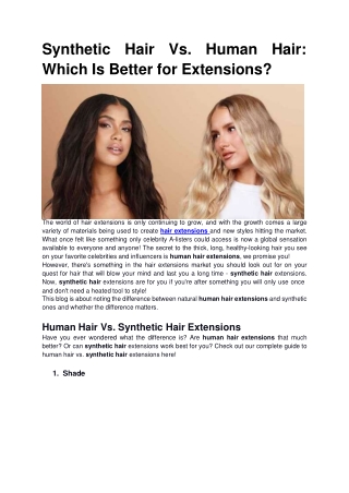 Synthetic Hair vs. Human Hair Which Is Better for Extensions