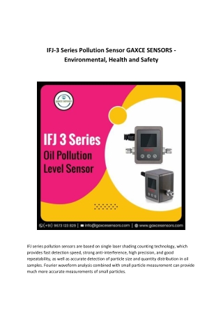 IFJ-3 Series Pollution Sensor GAXCE SENSORS - Environmental, Health and Safety