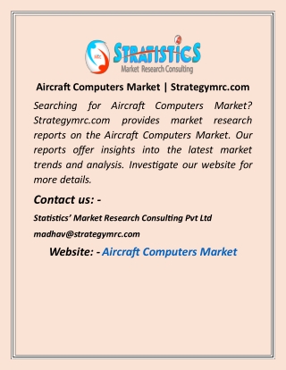Aircraft Computers Market Strategymrc com