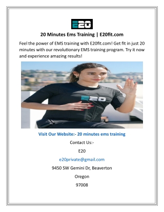 20 Minutes Ems Training  E20fit.com