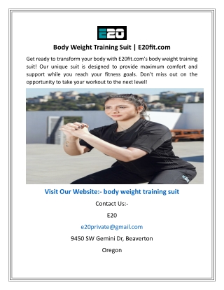 Body Weight Training Suit  E20fit.com