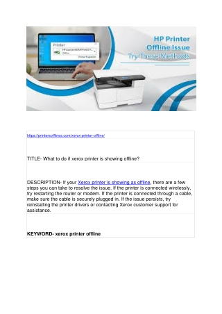 What to do if xerox printer is showing offline?