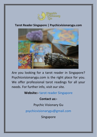 Tarot Reader Singapore Psychicvisionarygu