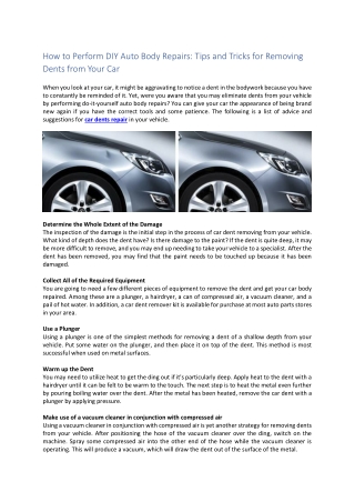 How to Perform DIY Auto Body Repairs