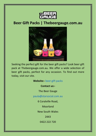 Beer Gift Packs  Thebeergauge.com