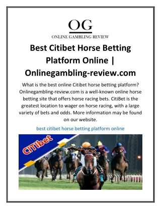 Best Citibet Horse Betting Platform Online  Onlinegambling-review.com