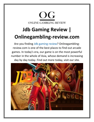 Jdb Gaming Review  Onlinegambling-review.com