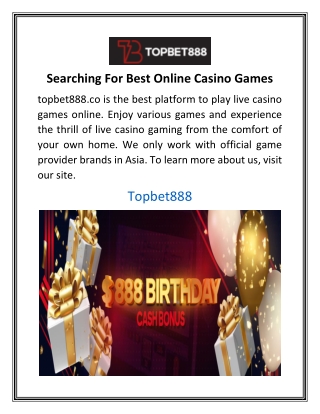 Searching For Best Online Casino Games