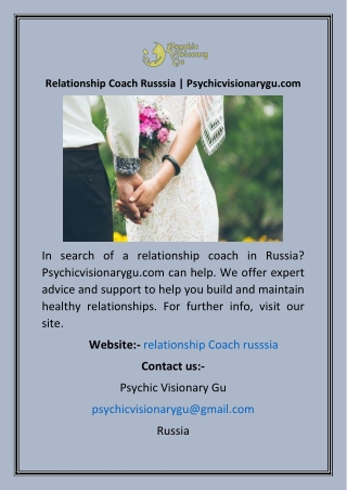 Relationship Coach Russsia  Psychicvisionarygu