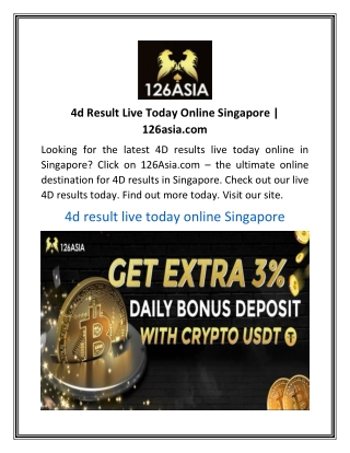 4d Result Live Today Online Singapore | 126asia.com